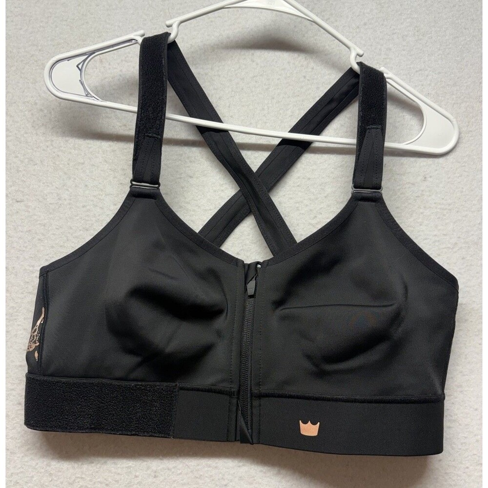 SheFit 1 Luxe Black Gold High Impact Sports Bra Padded Convertible Straps